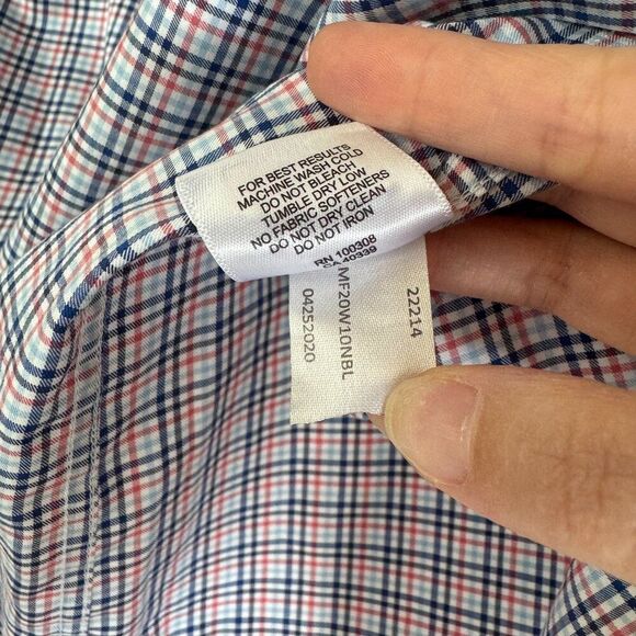 Peter Millar Men’s XL Plaid Button Down Long Sleeve Dress Shirt Blue Red - Picture 7 of 8